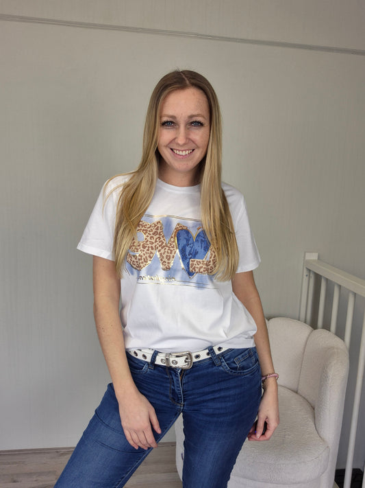 T-shirt love panter blauw - Nancfashion