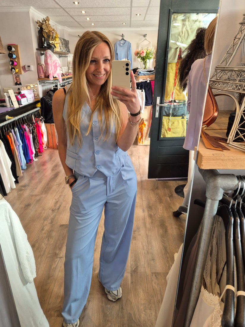Pantalon wijd licht blauw