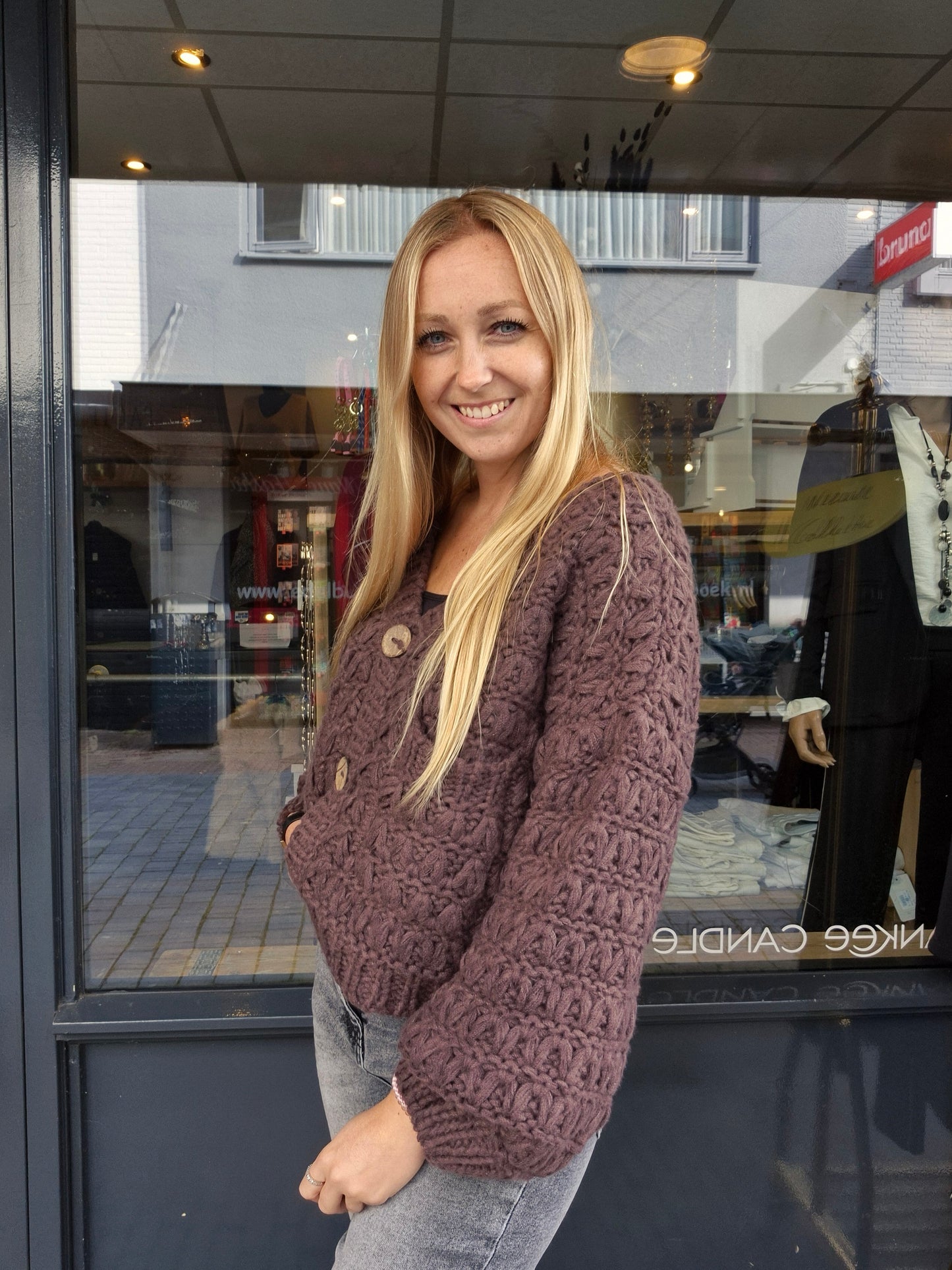Grof gebreid vest bruin