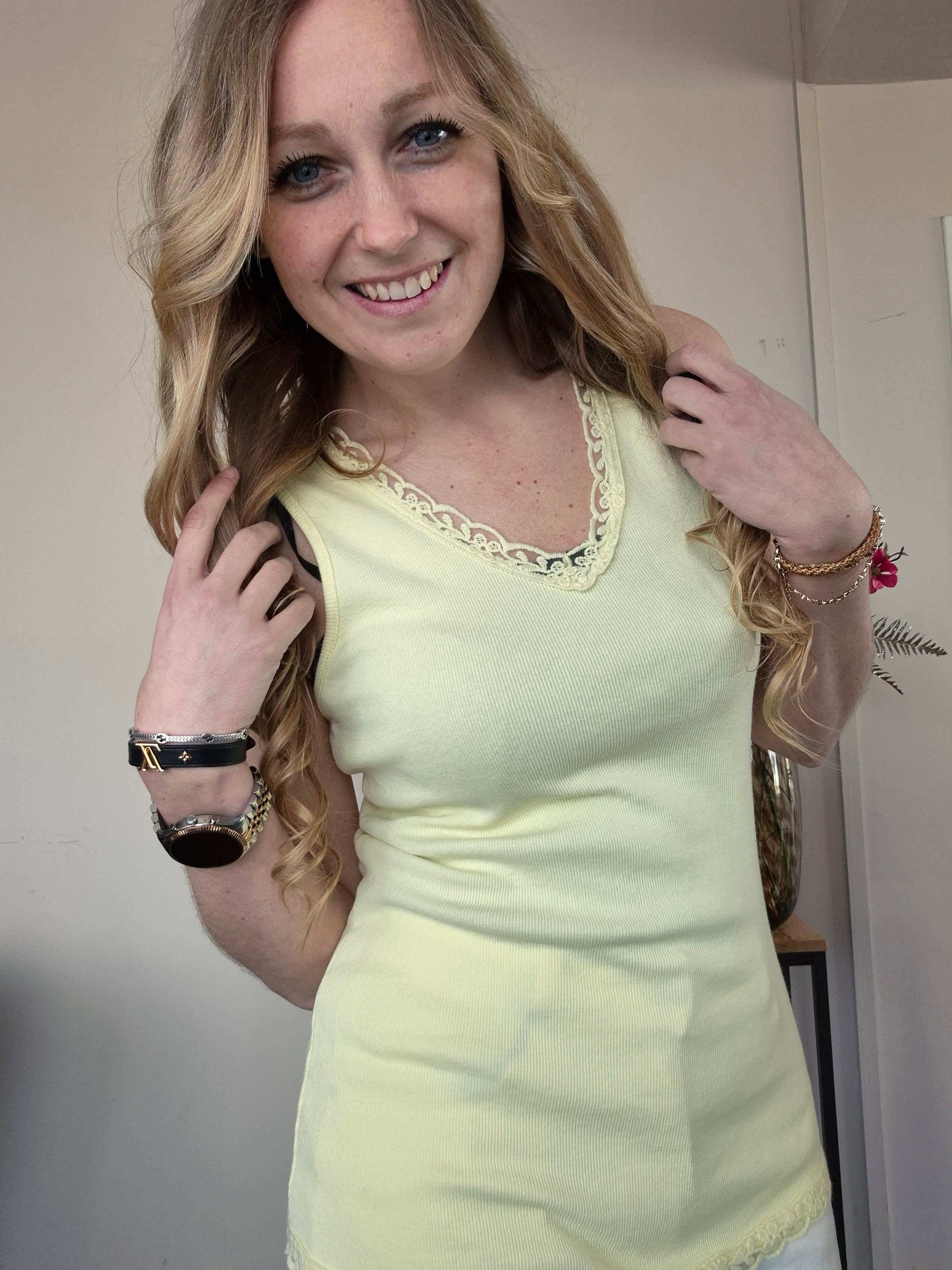 Basic Rib Top Geel - Nancfashion