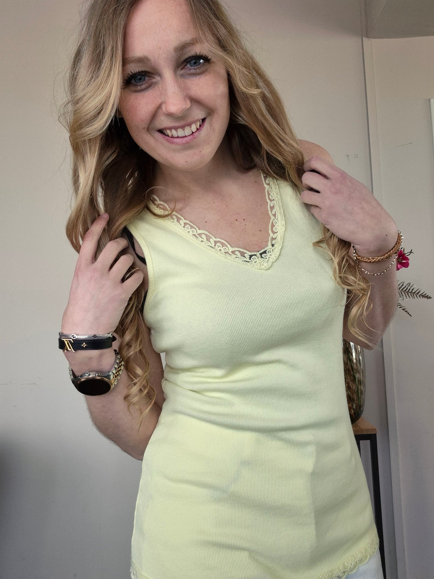 Basic Rib Top Geel - Nancfashion