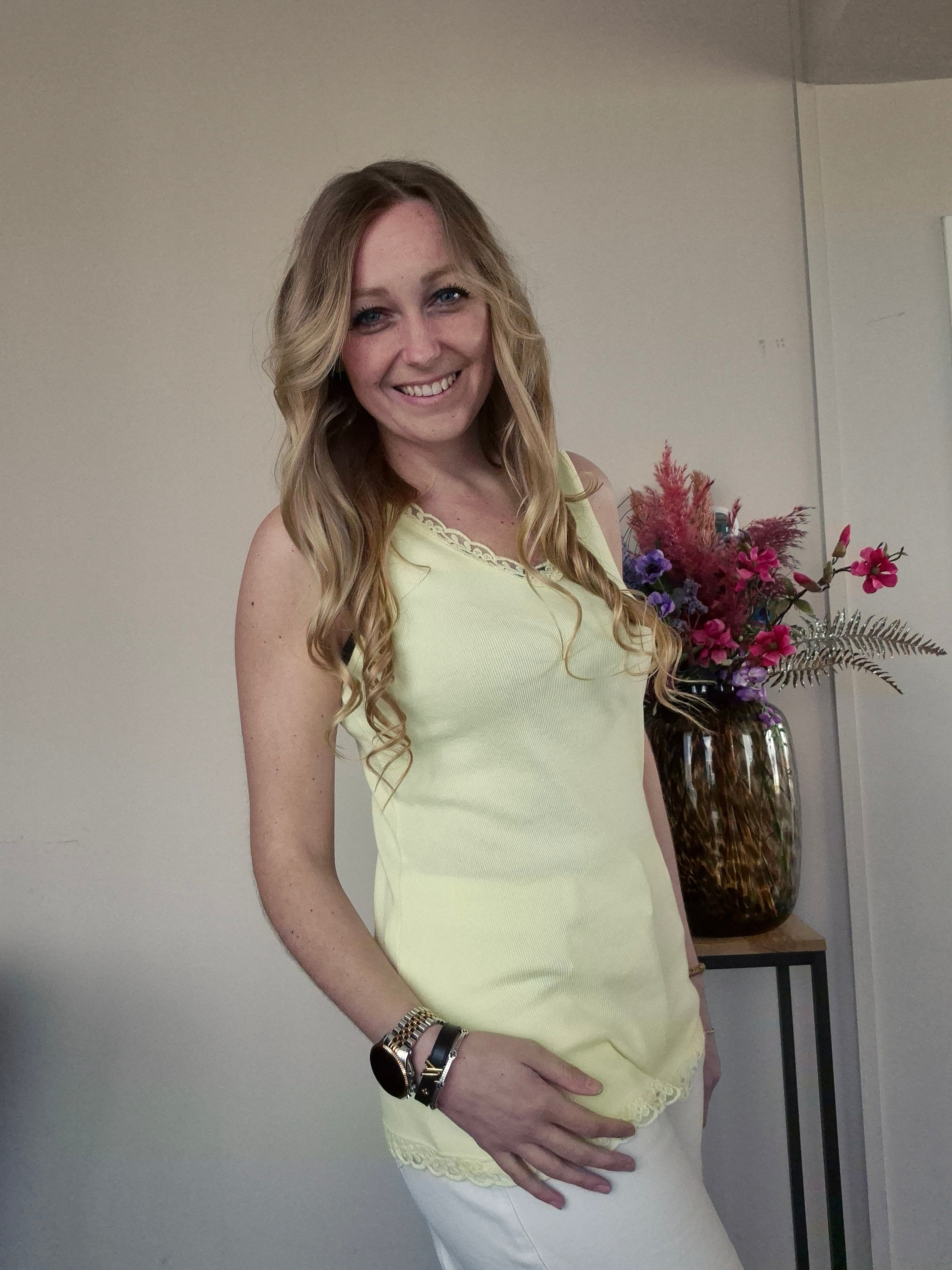 Basic Rib Top Geel - Nancfashion