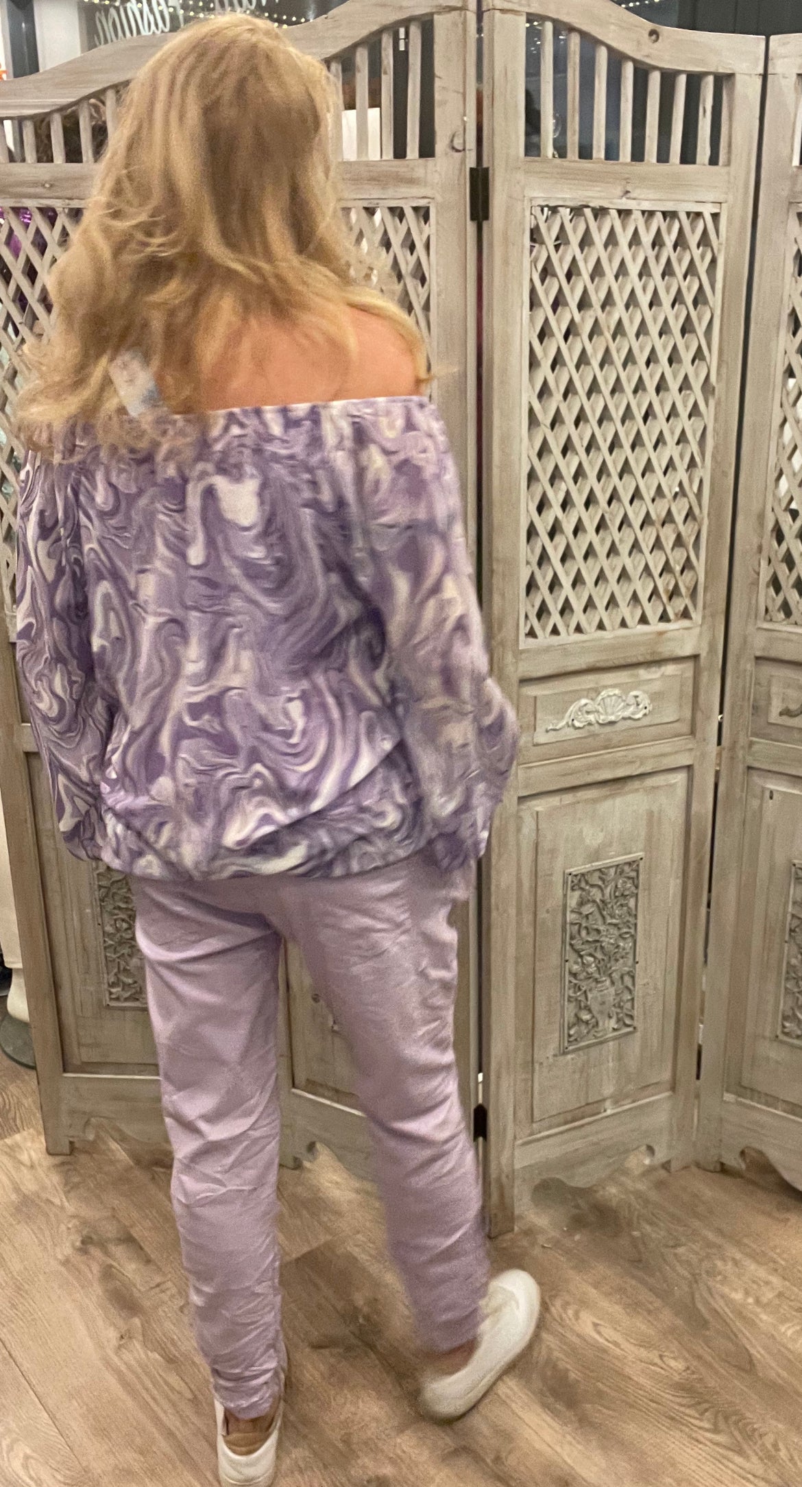 Stretch broek Olivia lila - Nancfashion
